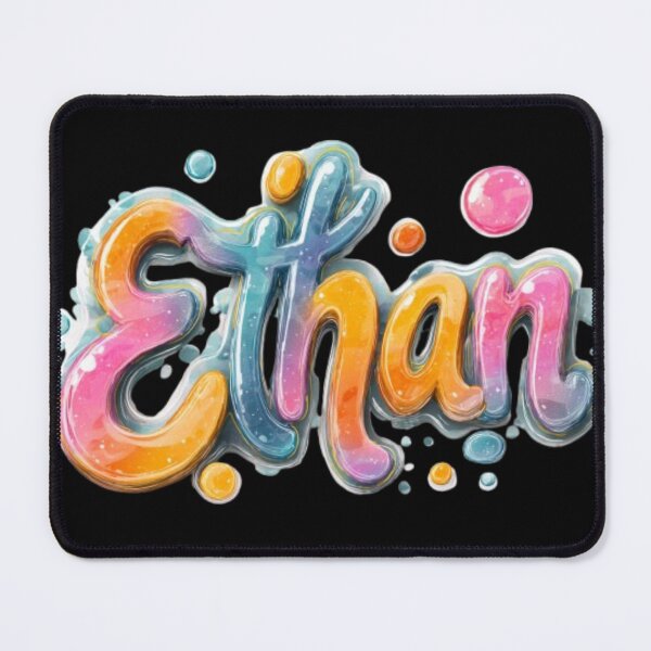 Item preview, Colorful 3D Name Ethan – Neon Bubble Letters Design designed and sold by AlexLineArt.