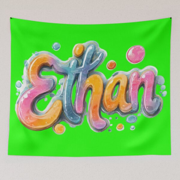 Item preview, Colorful 3D Name Ethan – Neon Bubble Letters Design designed and sold by AlexLineArt.