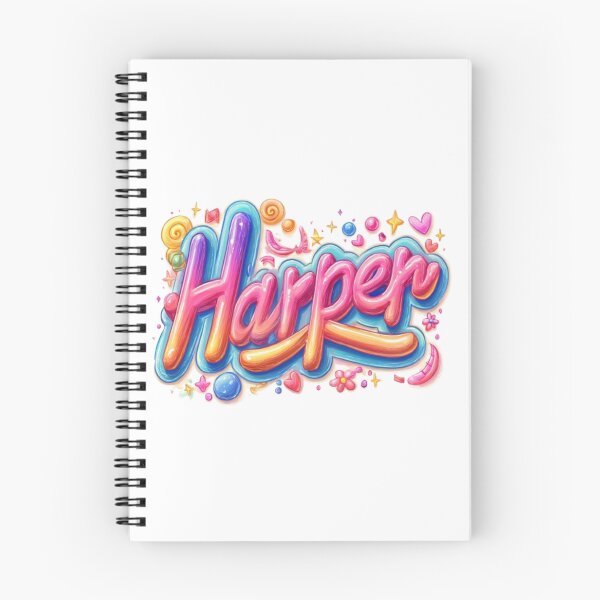 Item preview, Colorful 3D Name Harper – Neon Candy Style Letters with Hearts and Stars designed and sold by AlexLineArt.