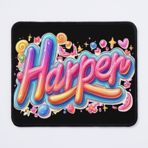 Item preview, Colorful 3D Name Harper – Neon Candy Style Letters with Hearts and Stars designed and sold by AlexLineArt.