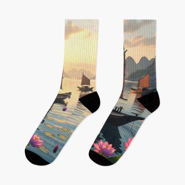 Item preview, Golden Sunset Asian Waters Guilin China  designed and sold by Sharon Schwalbe.