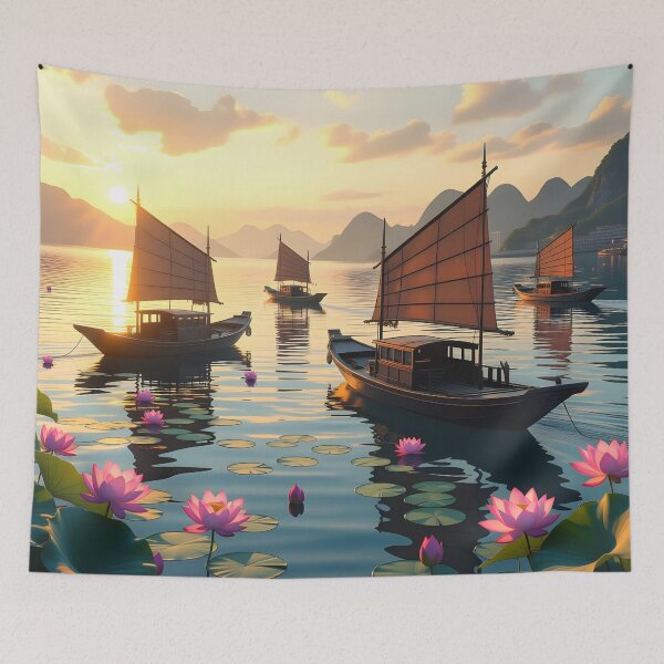 Item preview, Golden Sunset Asian Waters Guilin China  designed and sold by Sharon Schwalbe.
