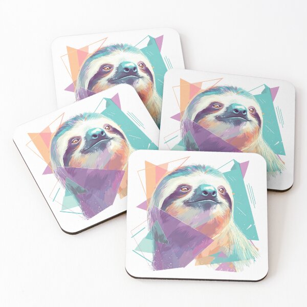 Item preview, Pastel Sloth Illustration – Geometric Animal Portrait Design designed and sold by Meiersbeste.