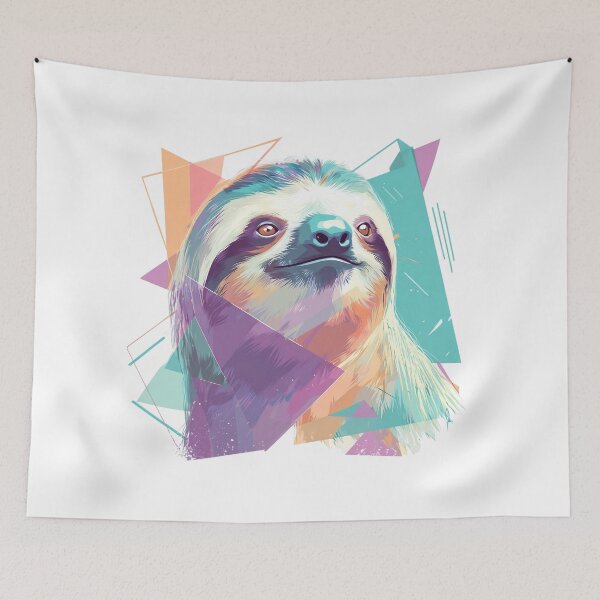 Item preview, Pastel Sloth Illustration – Geometric Animal Portrait Design designed and sold by Meiersbeste.