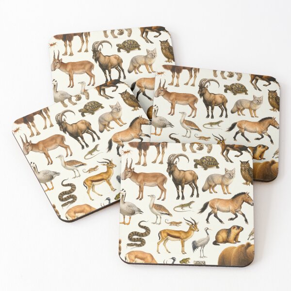 Item preview, Animals of the Gobi Desert Retro Wildlife Illustration designed and sold by kakarikihill.
