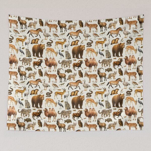 Item preview, Animals of the Gobi Desert Retro Wildlife Illustration designed and sold by kakarikihill.