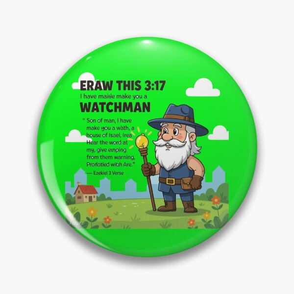 Item preview,  Ezekiel 3:17 Watchman – 3D Sketch Cartoon Style Bible Verse Illustration, designed and sold by PaintMeWorld.