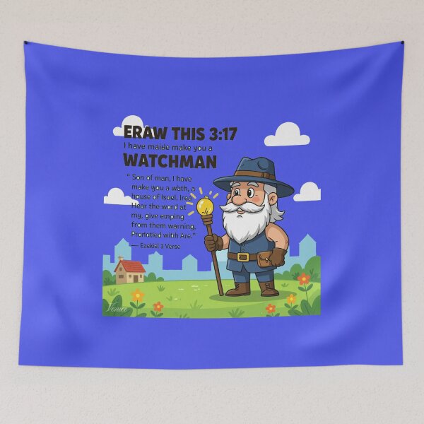 Item preview,  Ezekiel 3:17 Watchman – 3D Sketch Cartoon Style Bible Verse Illustration, designed and sold by PaintMeWorld.
