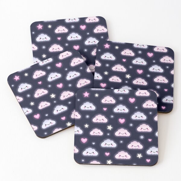 Item preview, Dark Kawaii Clouds and Stars – Cute Neon Pastel Pattern designed and sold by SuyPrintArt.