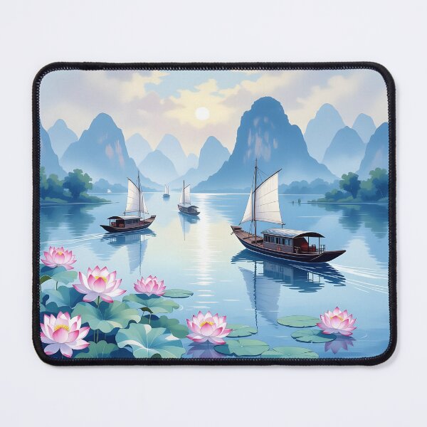 Item preview, Blue Asian Waterways Guilin China Mountains designed and sold by Sharon Schwalbe.