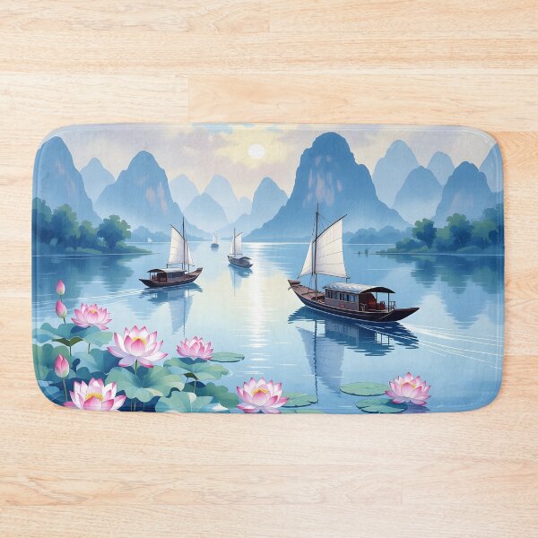 Item preview, Blue Asian Waterways Guilin China Mountains designed and sold by Sharon Schwalbe.