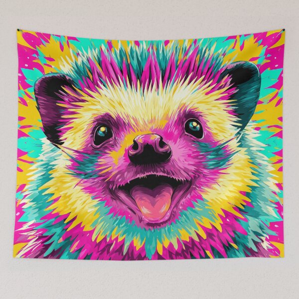 Item preview, Psychedelic Neon Hedgehog – Colorful Animal Illustration designed and sold by Meiersbeste.