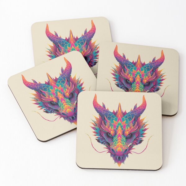 Item preview, Psychedelic Neon Dragon – Mystical Fantasy Illustration designed and sold by Meiersbeste.