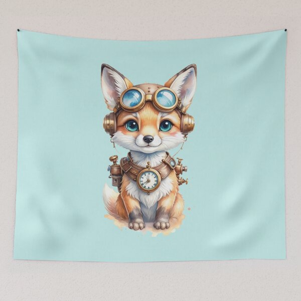 Artikelvorschau, Baby Steampunk Fuchs – Aquarell Fantasie entworfen und verkauft von KID-POD.