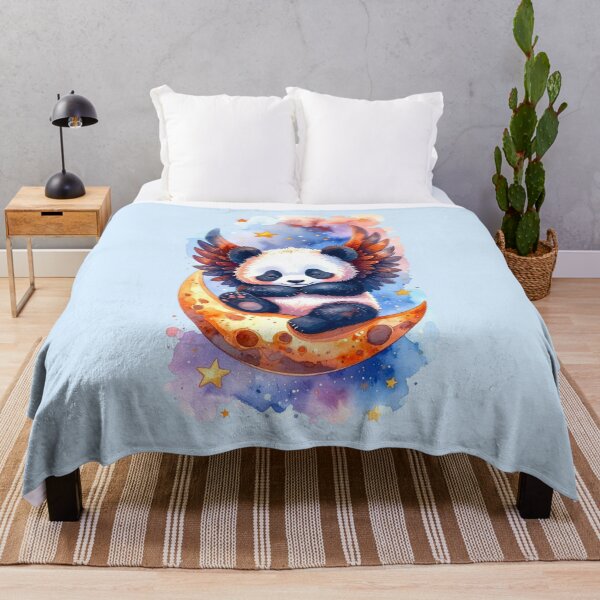 Item preview, Baby Panda with Wings on the Moon – Dreamy Watercolor designed and sold by KID-POD.