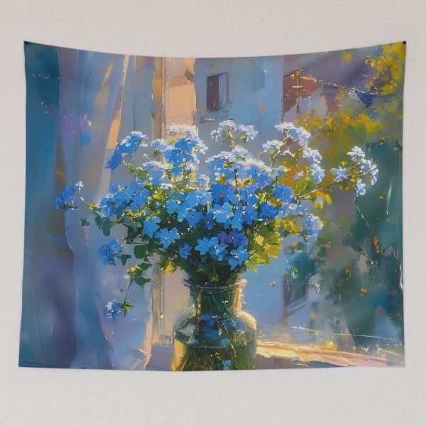 Item preview, Blue Blossoms at Sunrise Window designed and sold by Asmat-Artist.