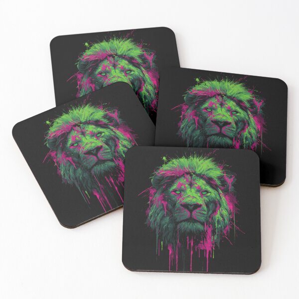 Item preview, Graffiti Lion – Neon Street Art Animal Portrait Illustration designed and sold by Meiersbeste.