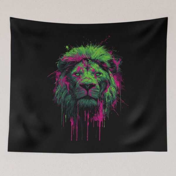 Item preview, Graffiti Lion – Neon Street Art Animal Portrait Illustration designed and sold by Meiersbeste.