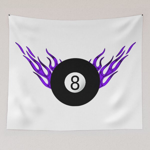Artikelvorschau, 8-Ball mit lila Flammen entworfen und verkauft von Dawne's Designs.