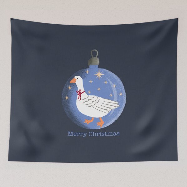 Item preview, Christmas goose with bow  in blue bauble  designed and sold by FrancesPoff.