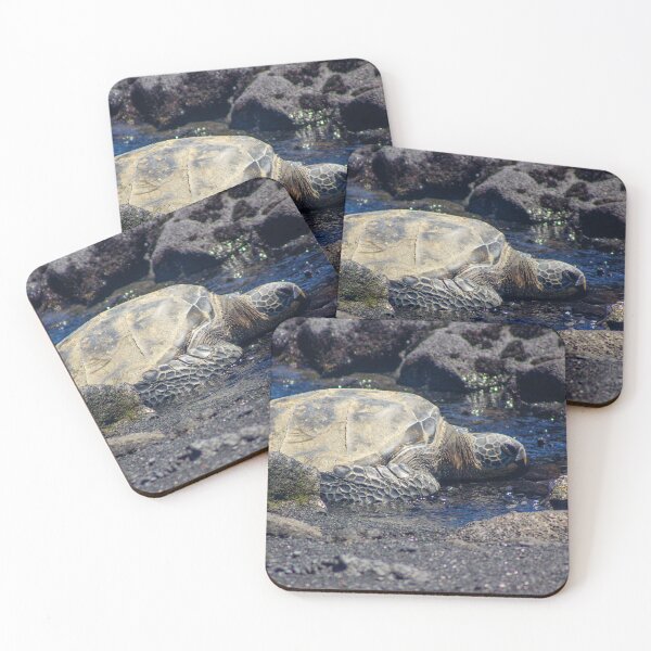 Item preview, Hawaiian Honu – Green Sea Turtle on Black Sand Beach designed and sold by Seat2E.