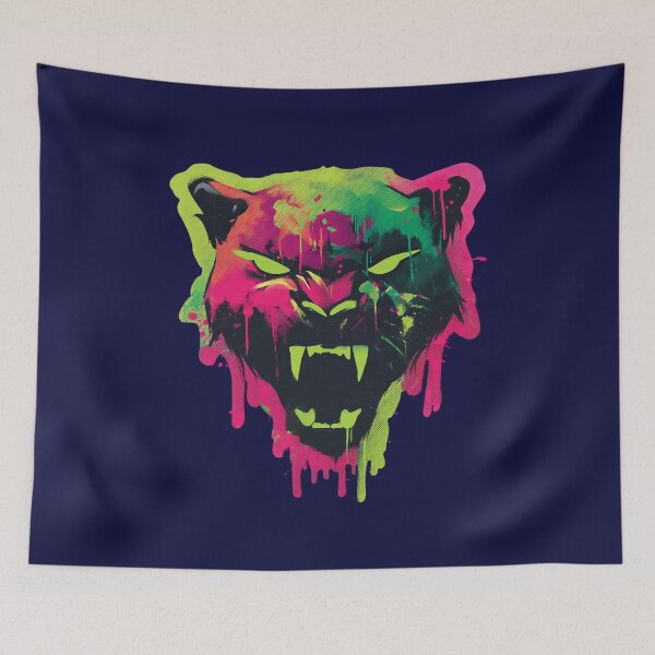 Item preview, Graffiti Panther – Neon Street Art Animal Portrait Illustration designed and sold by Meiersbeste.