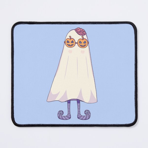 Item preview, shy ghost wearing pumpkin glasses designed and sold by mycue-te-leaves.