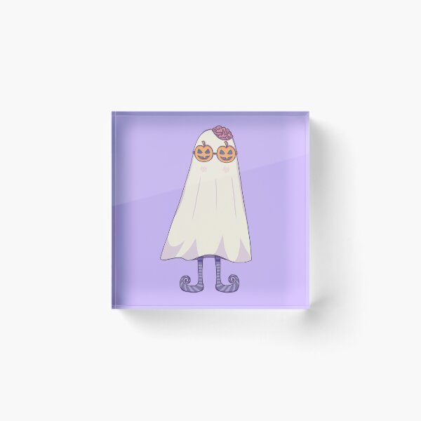 Item preview, shy ghost wearing pumpkin glasses designed and sold by mycue-te-leaves.