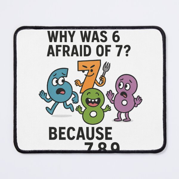 Item preview, Why Was 6 Afraid of 7? Because 7 8 9 – Funny Cartoon Shirt designed and sold by GoodsandGiggles.