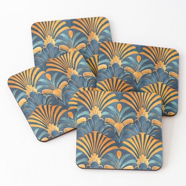 Item preview, Vintage Art Deco Blue And Golden Hues Pattern designed and sold by DEC02.