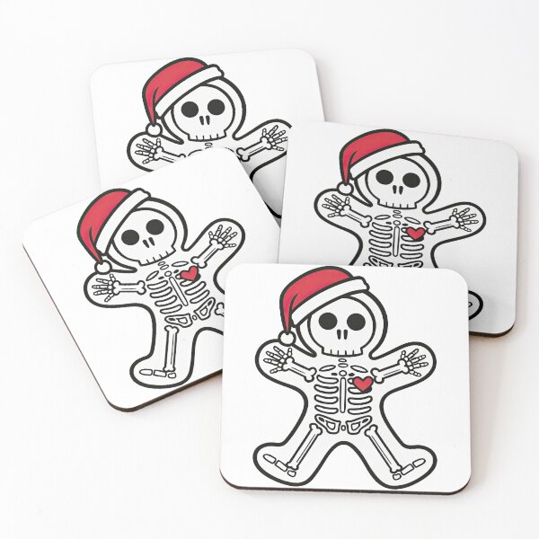 Item preview, Cute Skeleton Gingerbread Man with Santa Hat and Heart designed and sold by ArtfulWeave.