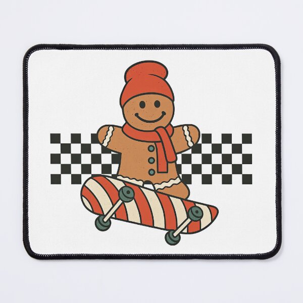 Item preview, Vintage Gingerbread Skateboarder with Candy Cane Deck designed and sold by ArtfulWeave.