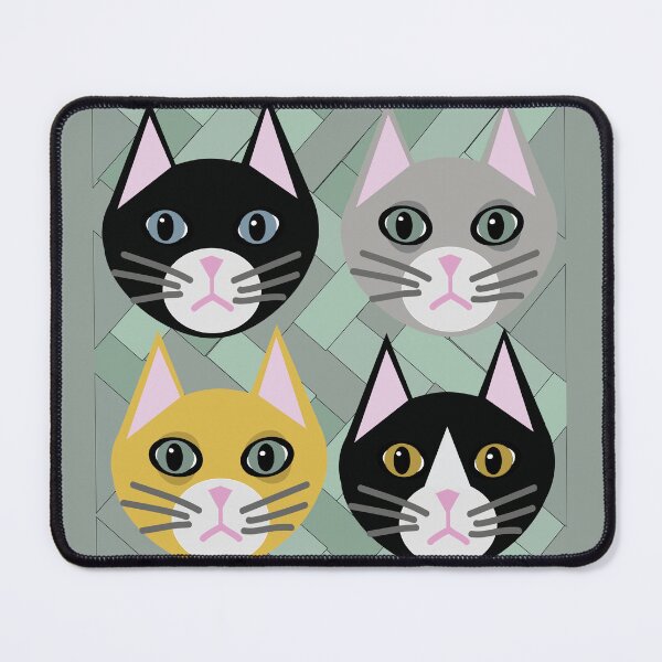 Item preview, 4 cats green herringbone designed and sold by Mountain-Point.
