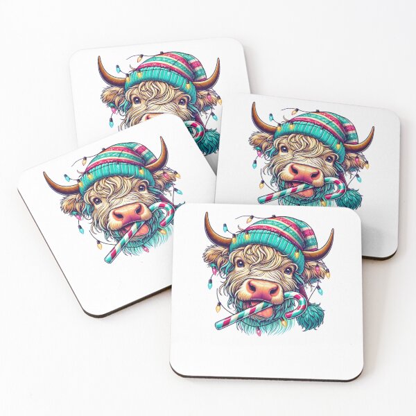 Item preview, Festive Highland Cow with Christmas Lights and Candy designed and sold by rande-narnell.