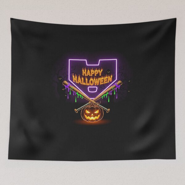 Item preview, Halloween Pumpkin Baseball Crossed Bats Dripping Horror  designed and sold by diyoor.