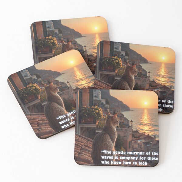 Item preview, Gato en Compañía de las olas al atardecer designed and sold by ART-WORLD-VIMO.