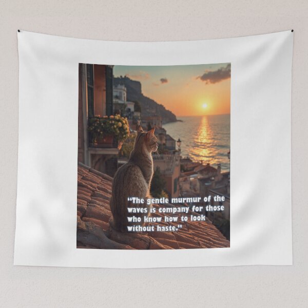 Item preview, Gato en Compañía de las olas al atardecer designed and sold by ART-WORLD-VIMO.