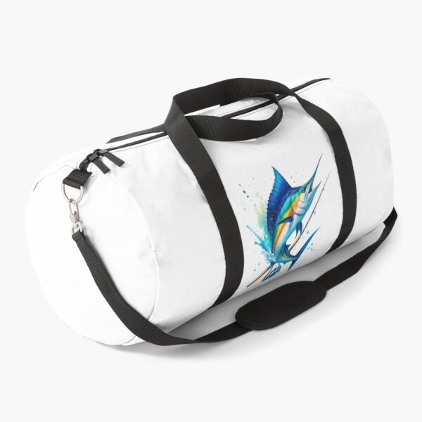 Item preview, Colorful Jumping Marlin with Fishing Rod Water Splash Design designed and sold by ArtfulWeave.
