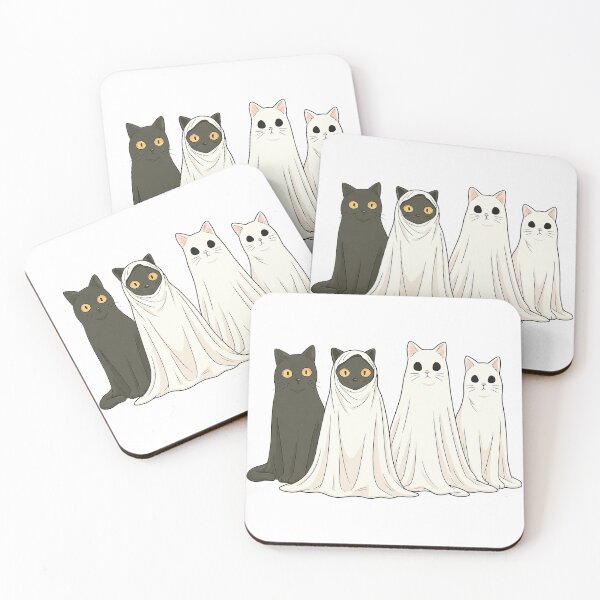 Item preview, Cute Halloween Cats in Ghost Costumes Spooky Illustration designed and sold by ArtfulWeave.