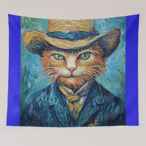 Item preview, Cat in Van Gogh Style / Whimsical oil Painting Portrait designed and sold by Pawsterpiece Art.