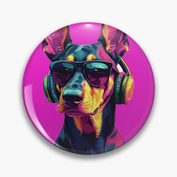 Artikelvorschau, Cooler Pop-Art-Hund mit Kopfhörern – Andy Warhol inspiriertes Haustierporträt entworfen und verkauft von Pawsterpiece Art.
