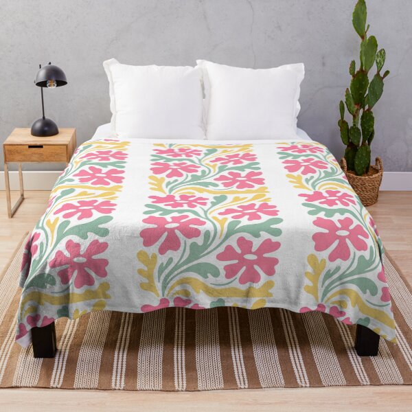 Item preview, Bright Pink Floral Folk Art Design with Retro Botanical Style designed and sold by ArtfulWeave.
