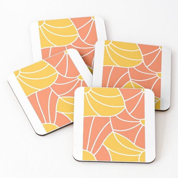 Item preview, Abstract Orange and Yellow Retro Patterned Art Block Design designed and sold by ArtfulWeave.
