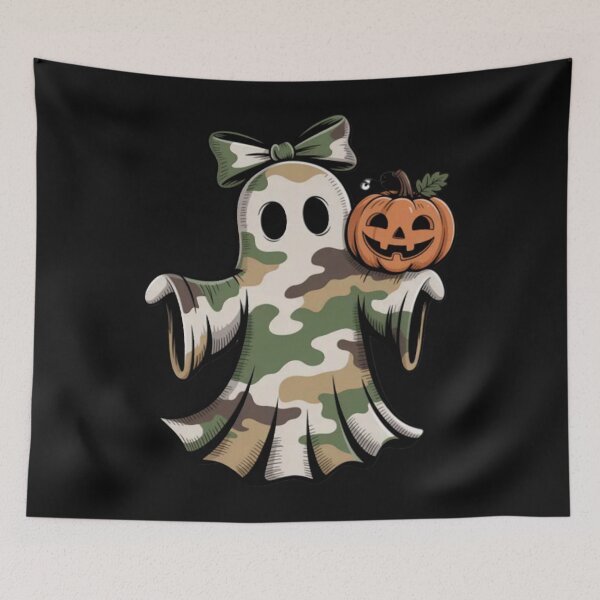 Item preview, Camo Denim Patchwork Ghost Halloween Camouflage Ghost designed and sold by Vastingan.
