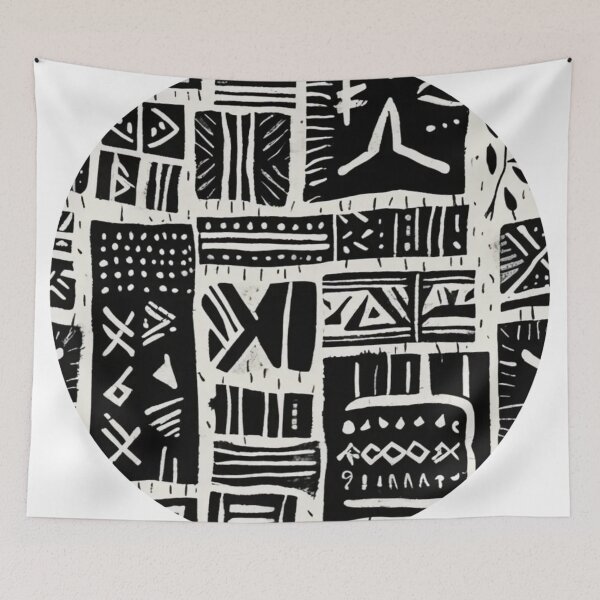 Item preview, tribal abstract design round black and white art designed and sold by SmashingDeals.