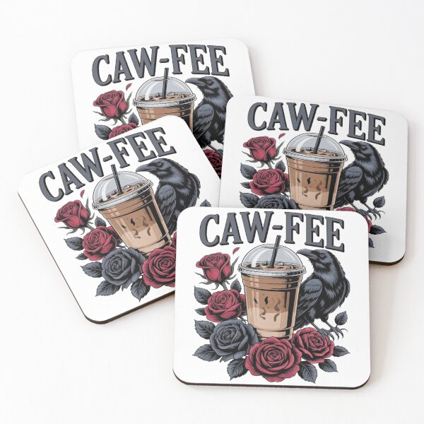 Item preview, Caw-Fee Crow Raven with Red Roses Coffee Caffeine designed and sold by Vastingan.