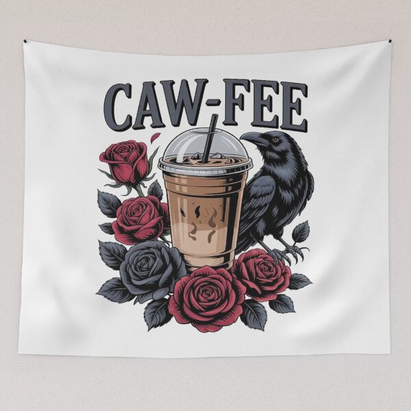 Item preview, Caw-Fee Crow Raven with Red Roses Coffee Caffeine designed and sold by Vastingan.