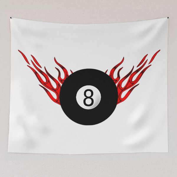 Artikelvorschau, 8-Ball mit roten Flammen entworfen und verkauft von Dawne's Designs.