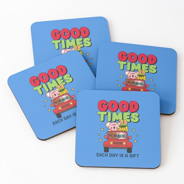 Item preview, Good Times — Each Day Is a Gift (Rabbit, Pig, Koala & Bear in a Jeep) designed and sold by Novel Works Studio.