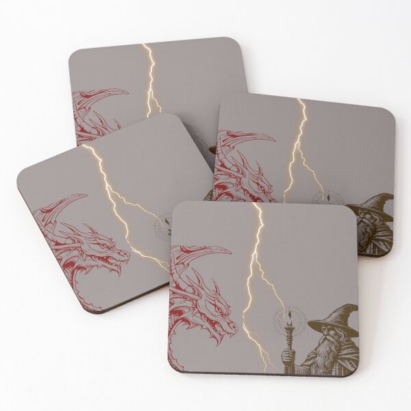 Item preview, Wizard and Dragon with Lightning Strike designed and sold by AkaalPrints.